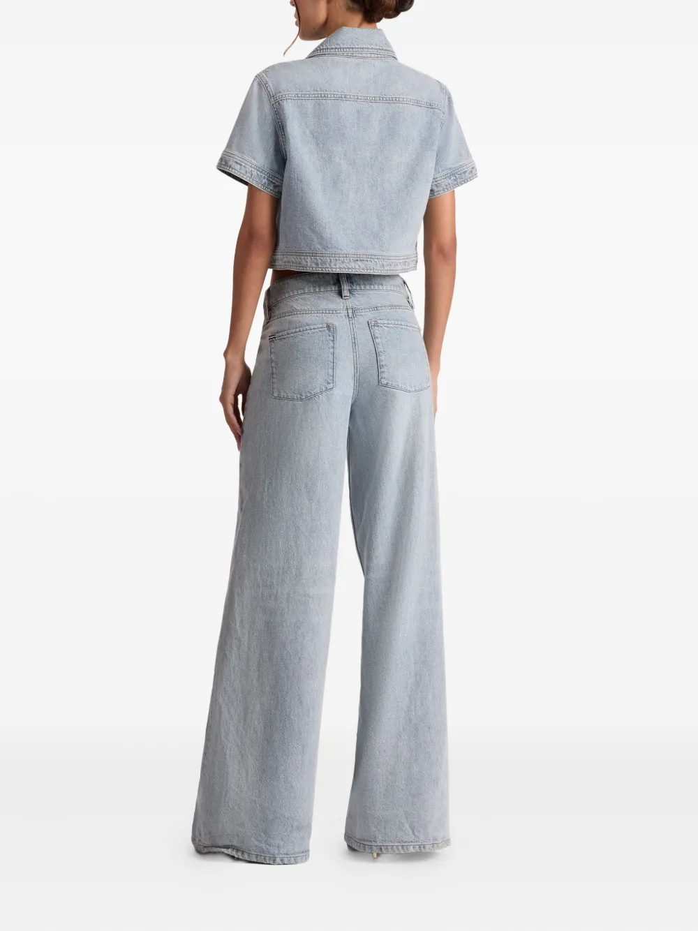 alice + olivia Denim blouse met korte mouwen Grijs