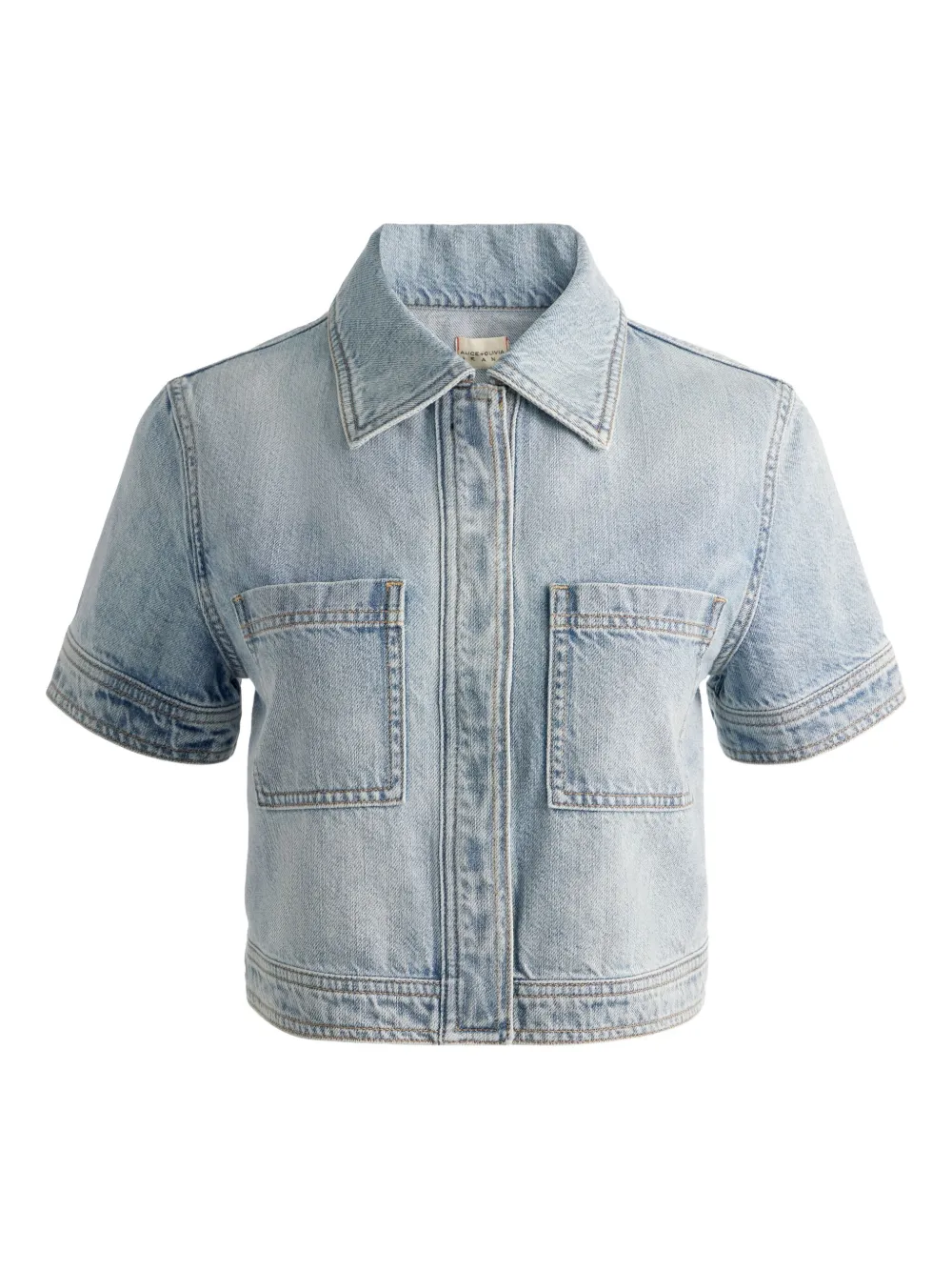 Alice + olivia Denim blouse met korte mouwen Grijs