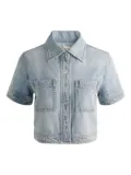 alice + olivia short-sleeve denim shirt - Grey