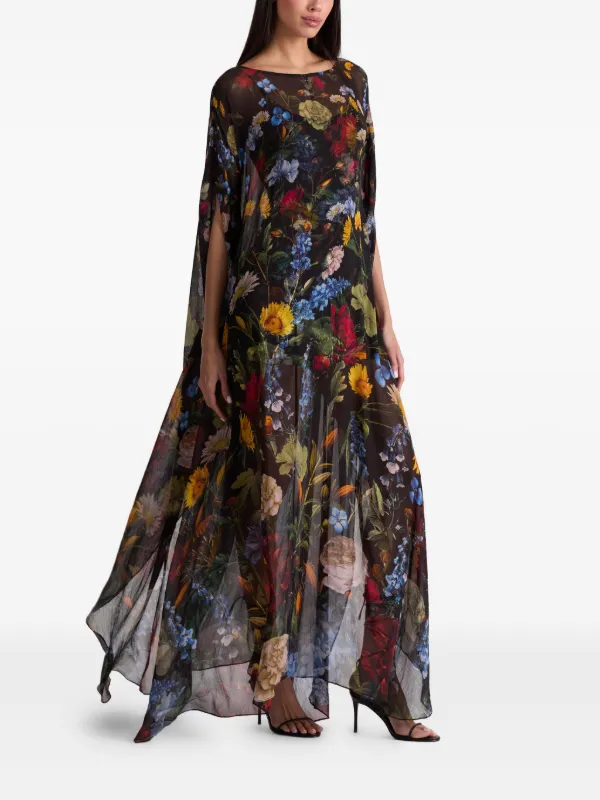 alice and olivia black floral dress Black with White Star Cluster Midi Dress Scamp & Dude