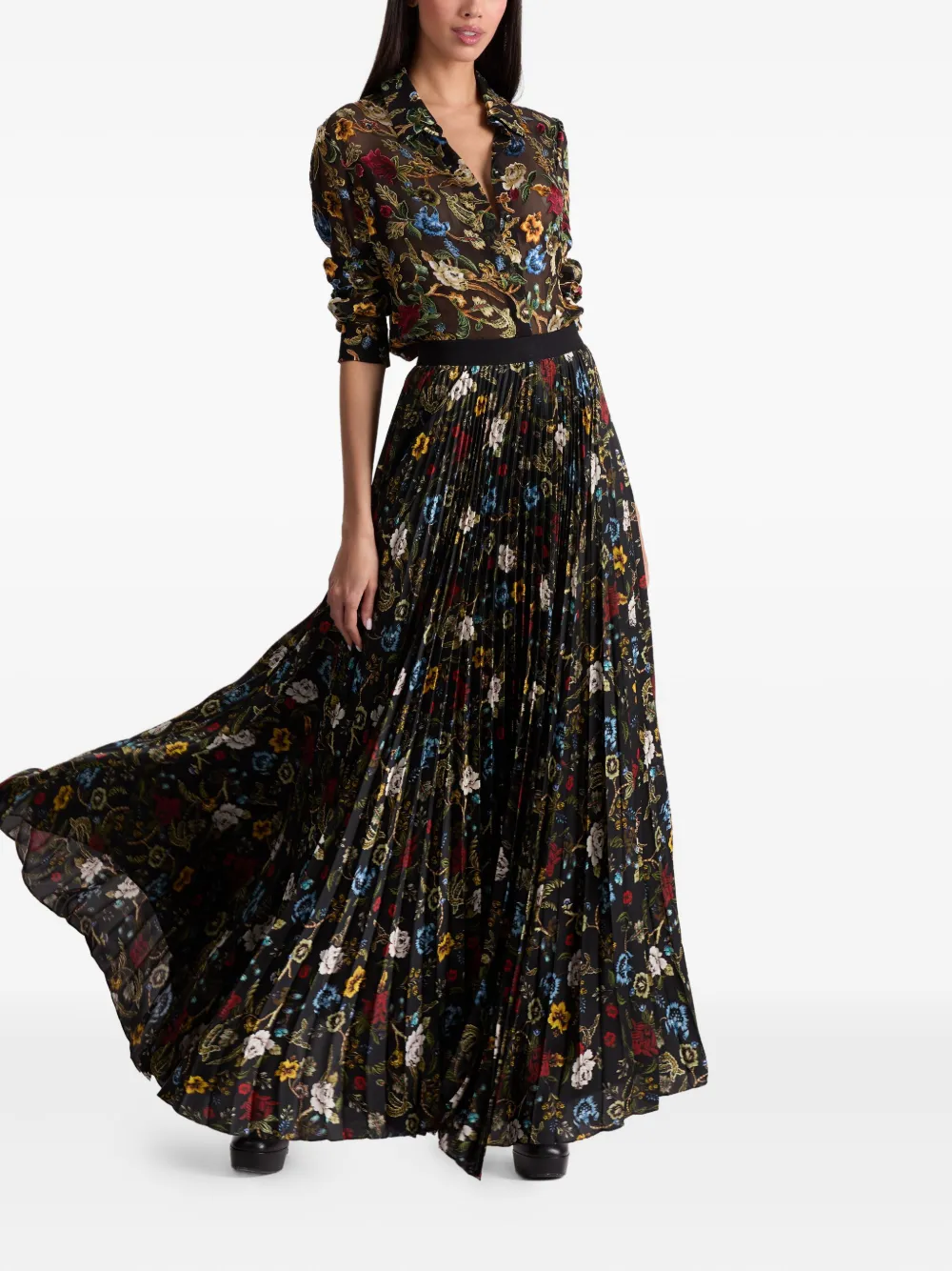 Alice + olivia Katz pleated maxi skirt - Zwart