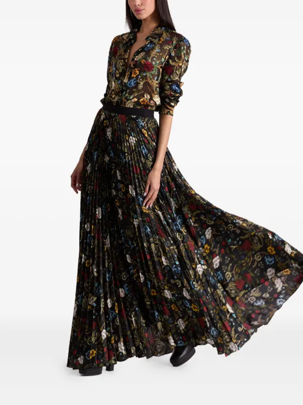 Alice + Olivia Katz プリーツ マキシスカート | ブラック