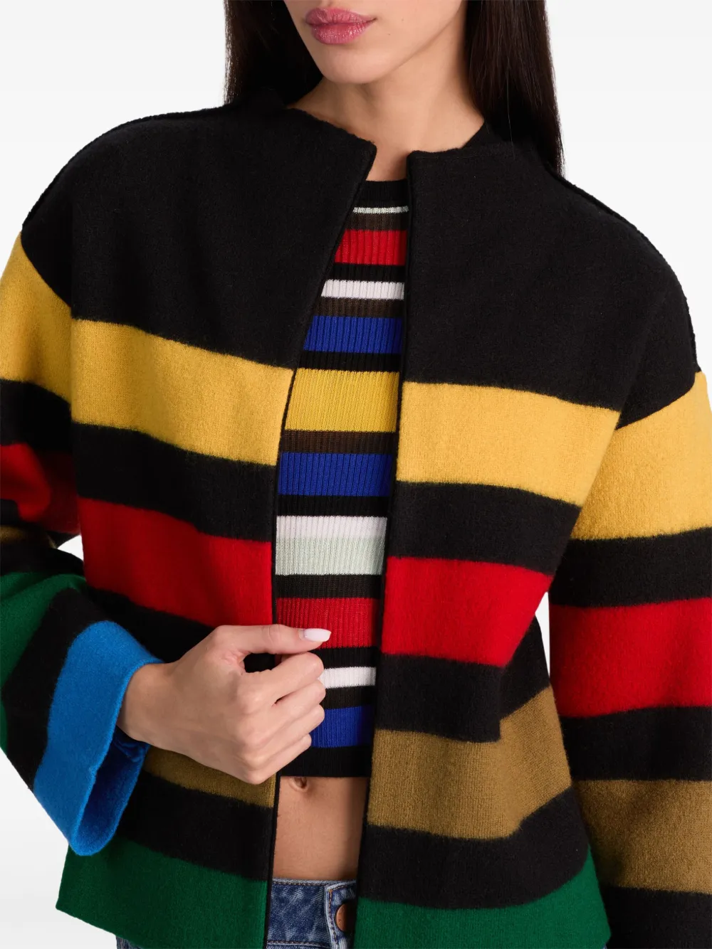 alice + olivia Pearson gestreept sweaterjack met kraag Zwart