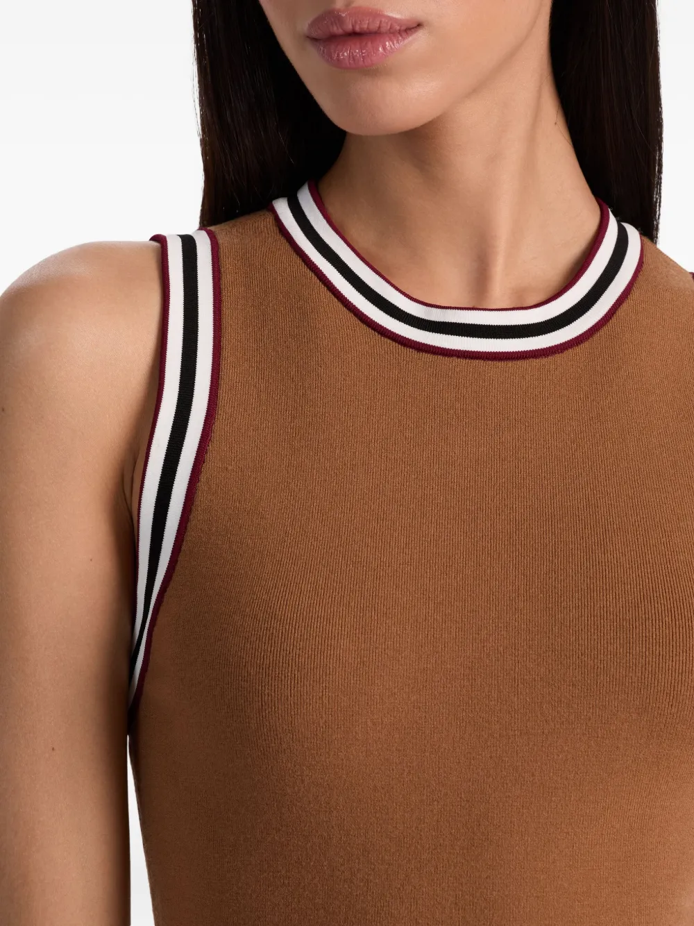 Alice And Olivia Pleated Stripe-detail Mini Skirt In Brown