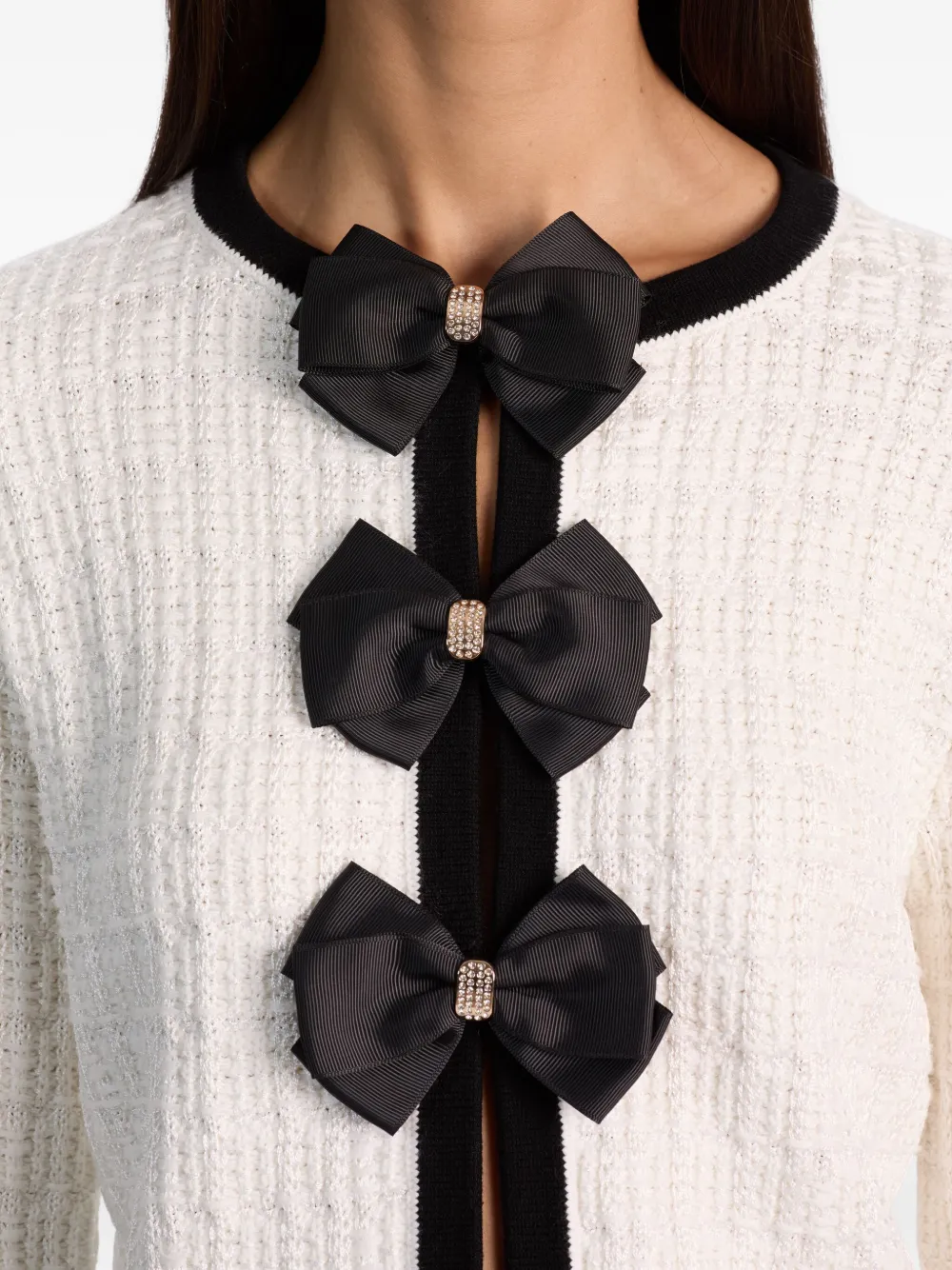 Alice And Olivia Bow-detail Cardigan In White