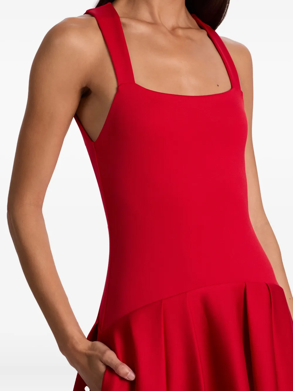 alice + olivia Adley pleated midi dress Rood