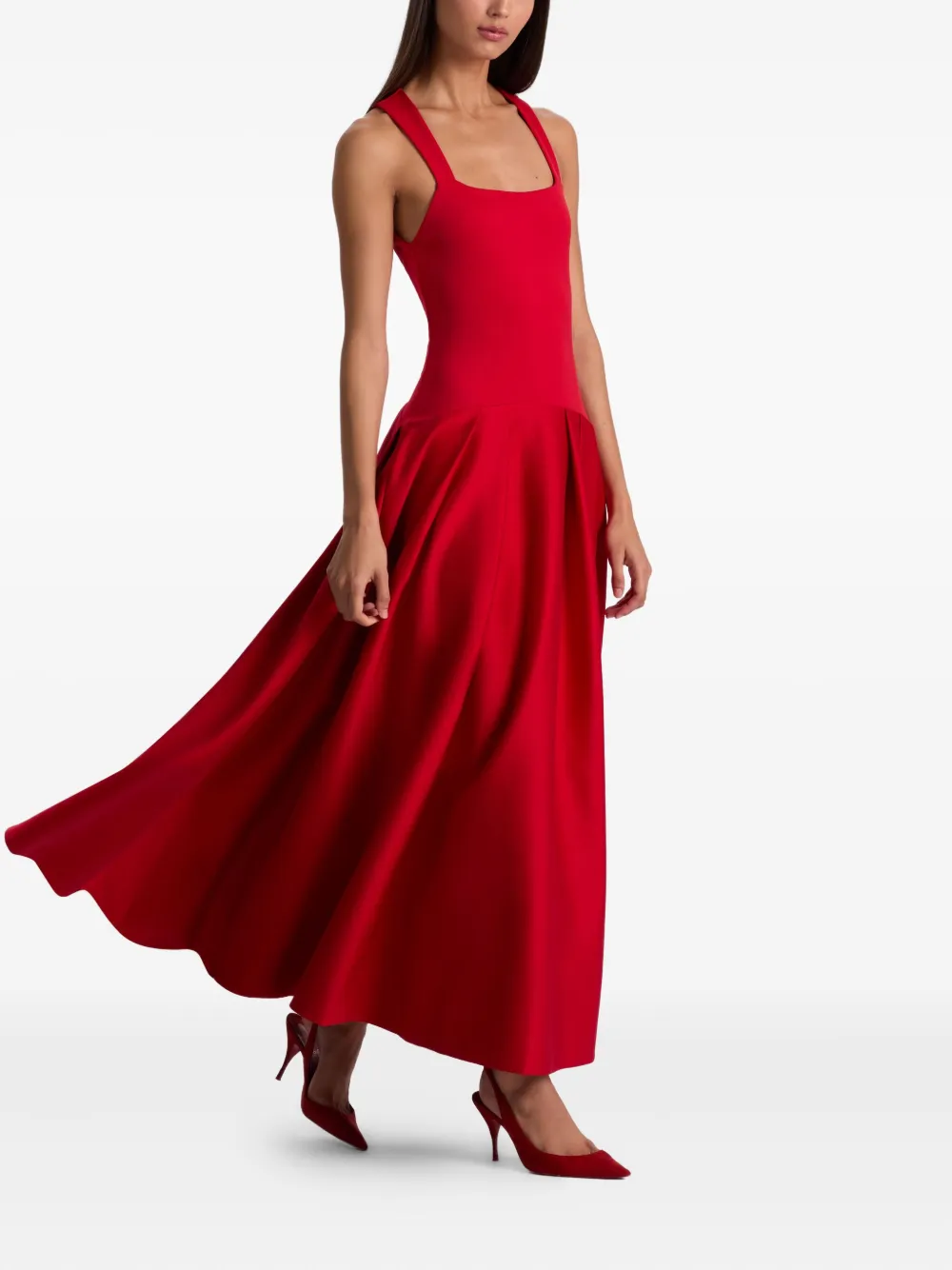 alice + olivia Adley pleated midi dress Rood