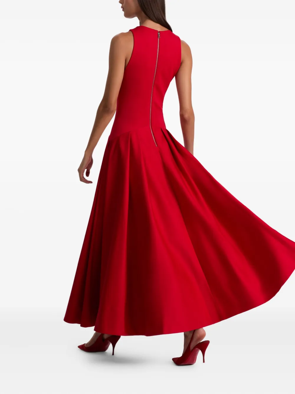 alice + olivia Adley pleated midi dress Rood