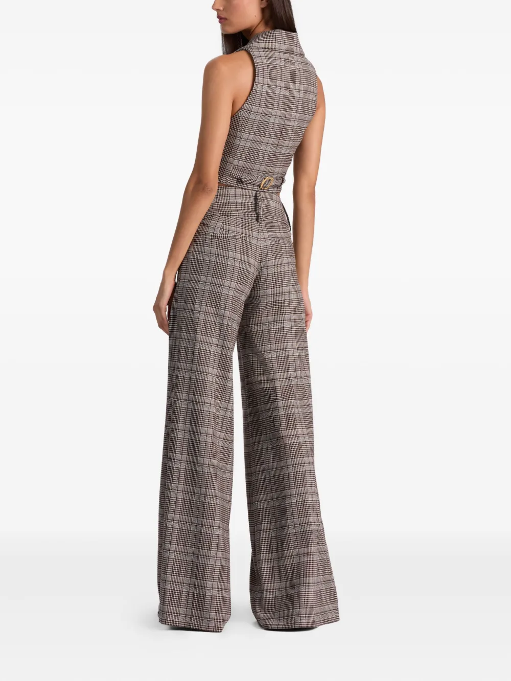 Alice And Olivia Donna Checked Waistcoat In Brown