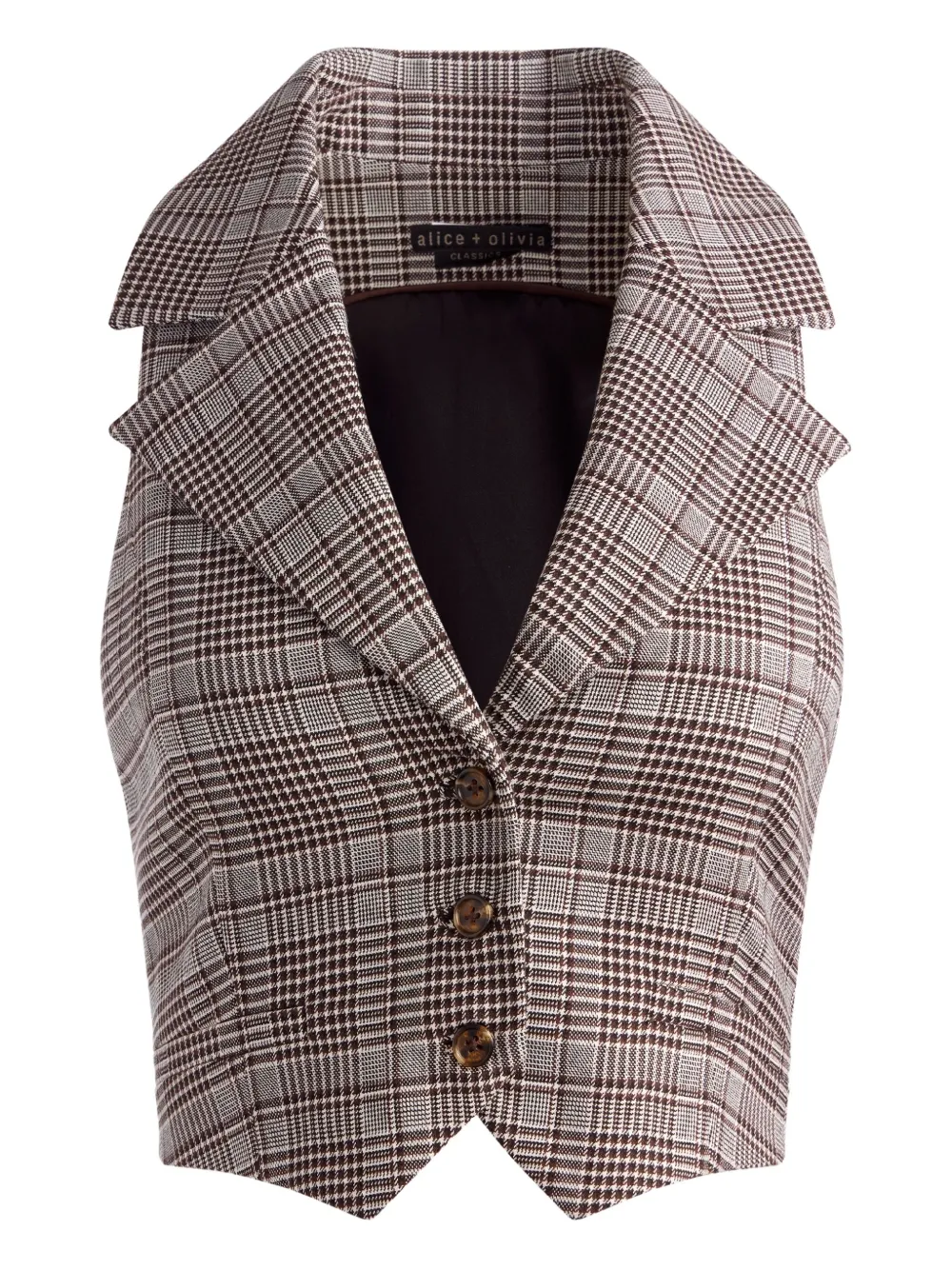 Alice And Olivia Donna Checked Waistcoat In Brown