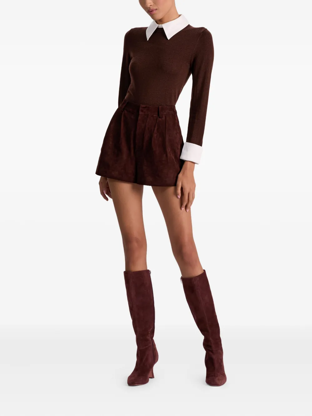 Alice And Olivia Carolann Pullover Dark Chocolate In Brown