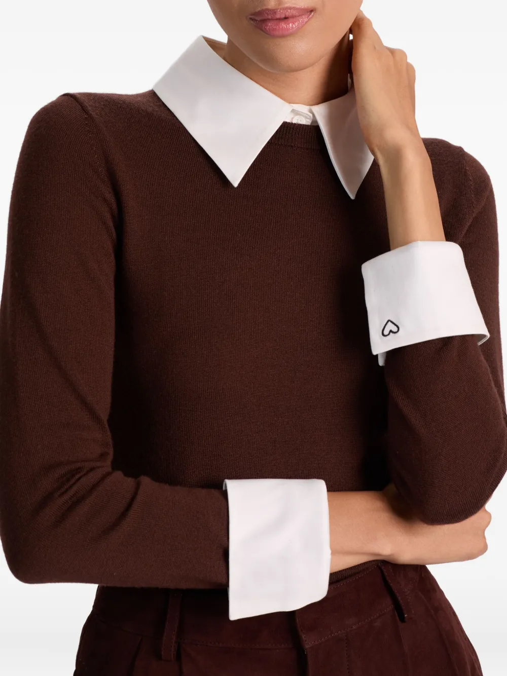 Alice And Olivia Carolann Pullover Dark Chocolate In Brown