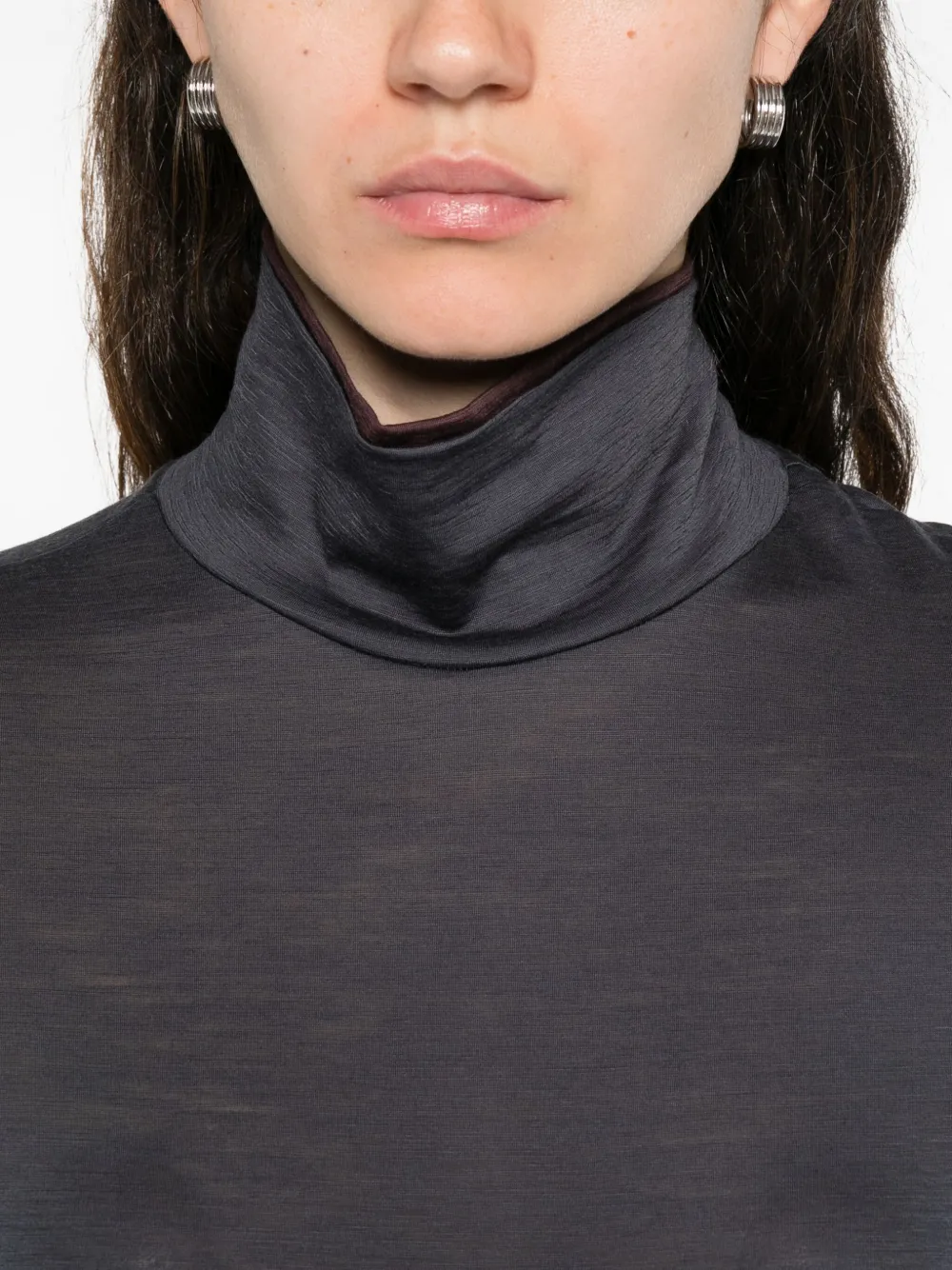 Eleventy High-neck Short-sleeve Top In Gray