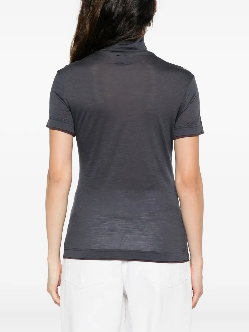 Eleventy High-neck Short-sleeve Top In Gray