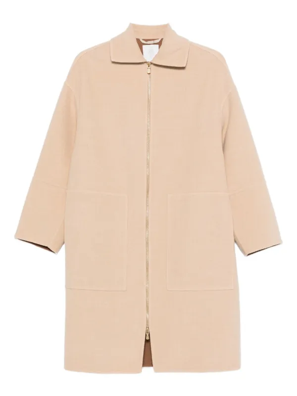 Eleventy Pocket Zip-front Coat in Neutrals
