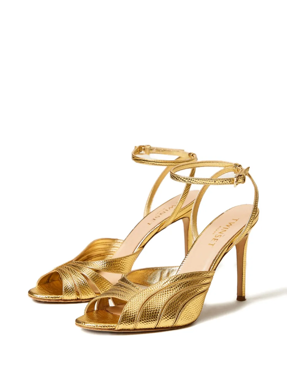 TWINSET 100 mm sandalen van gelamineerd leer met enkelbandje Geel