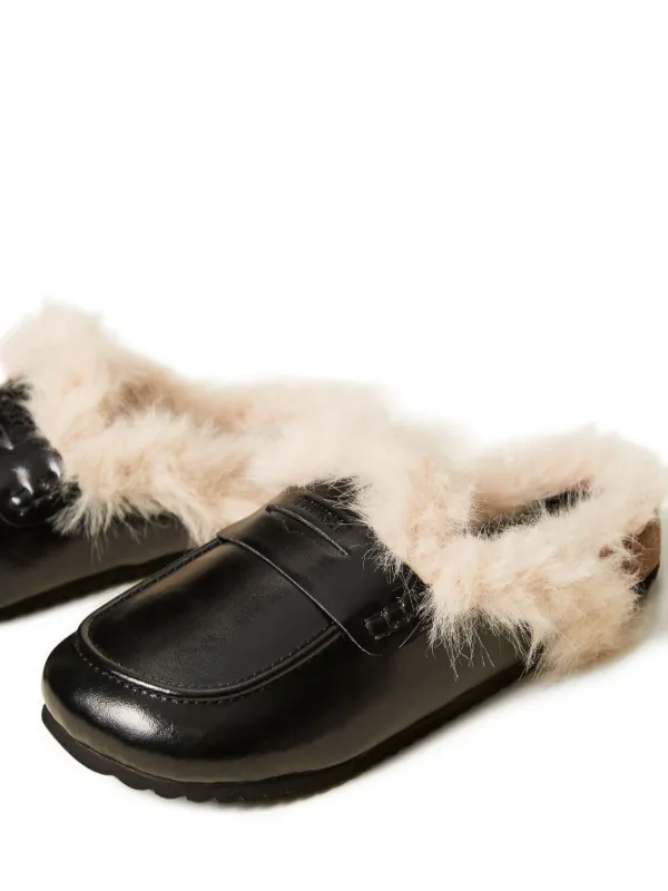 TWINSET Mule Com Pelos | Preto | FARFETCH BR