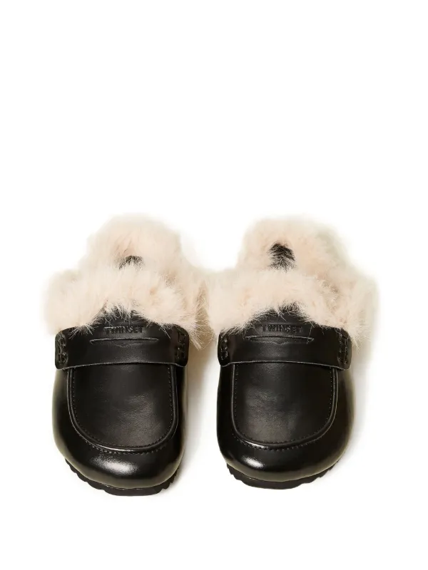 TWINSET Mule Com Pelos | Preto | FARFETCH BR