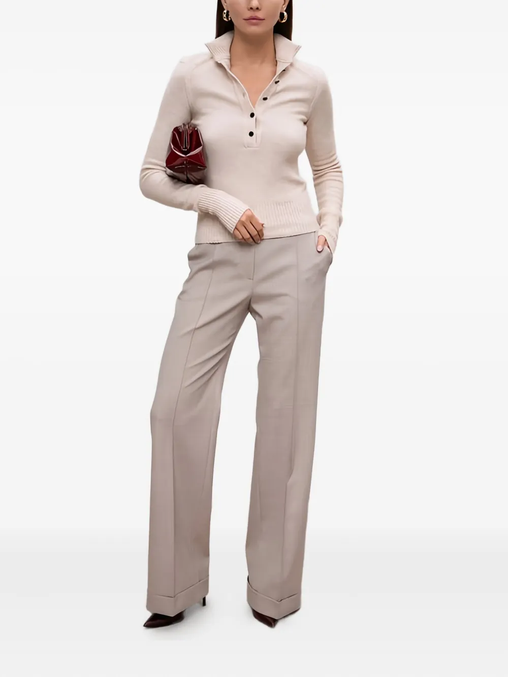 Philosophy Di Lorenzo Serafini Straight broek met gesmockt detail - Beige