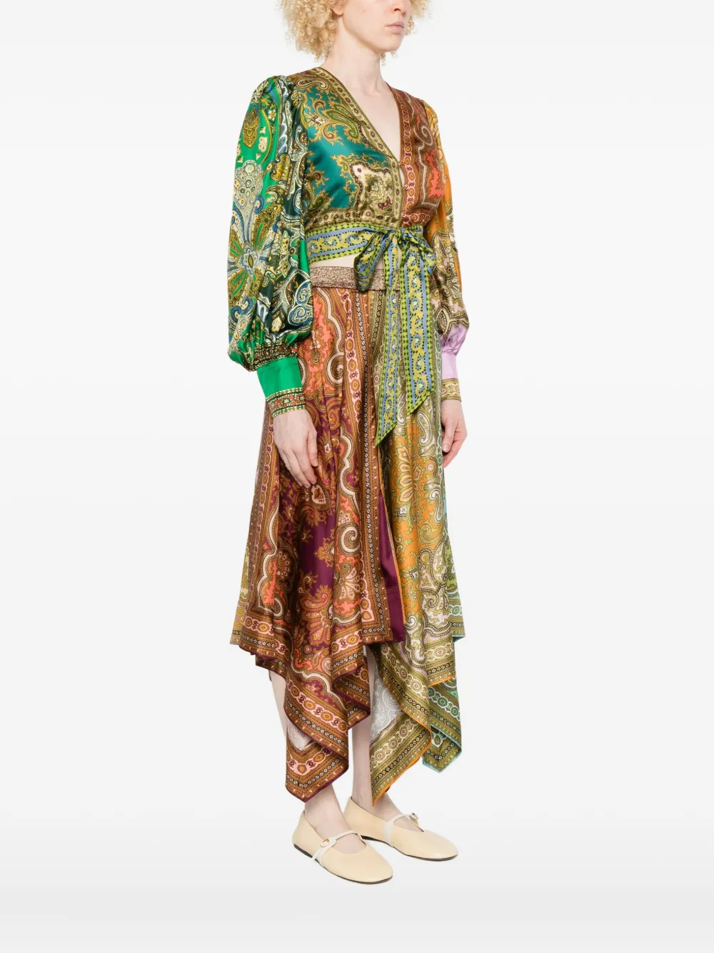 Alemais Paisley-print Tie-front Top In Multi