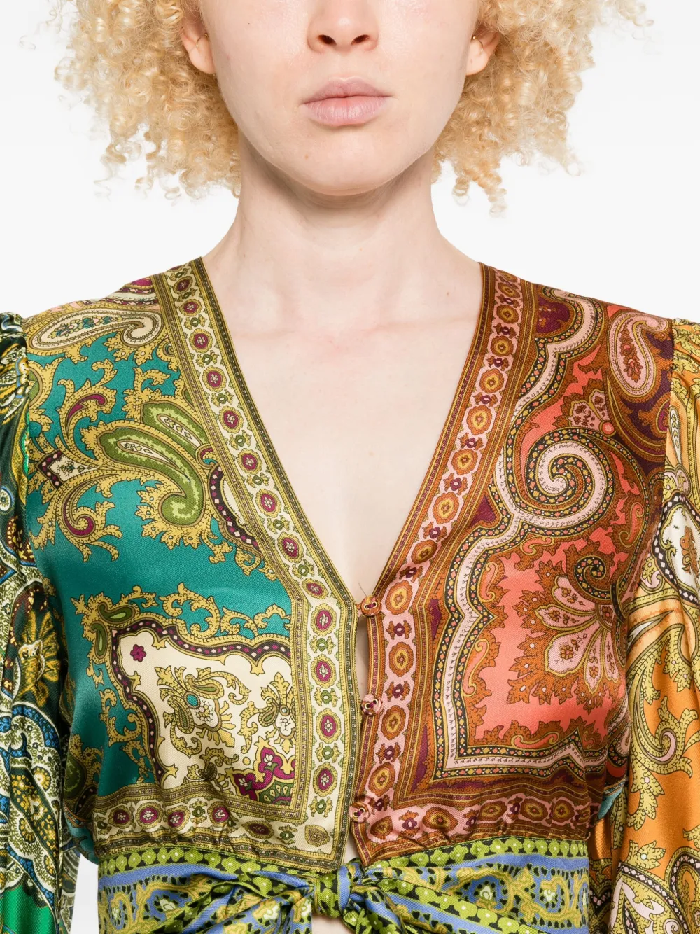 Alemais Paisley-print Tie-front Top In Multi
