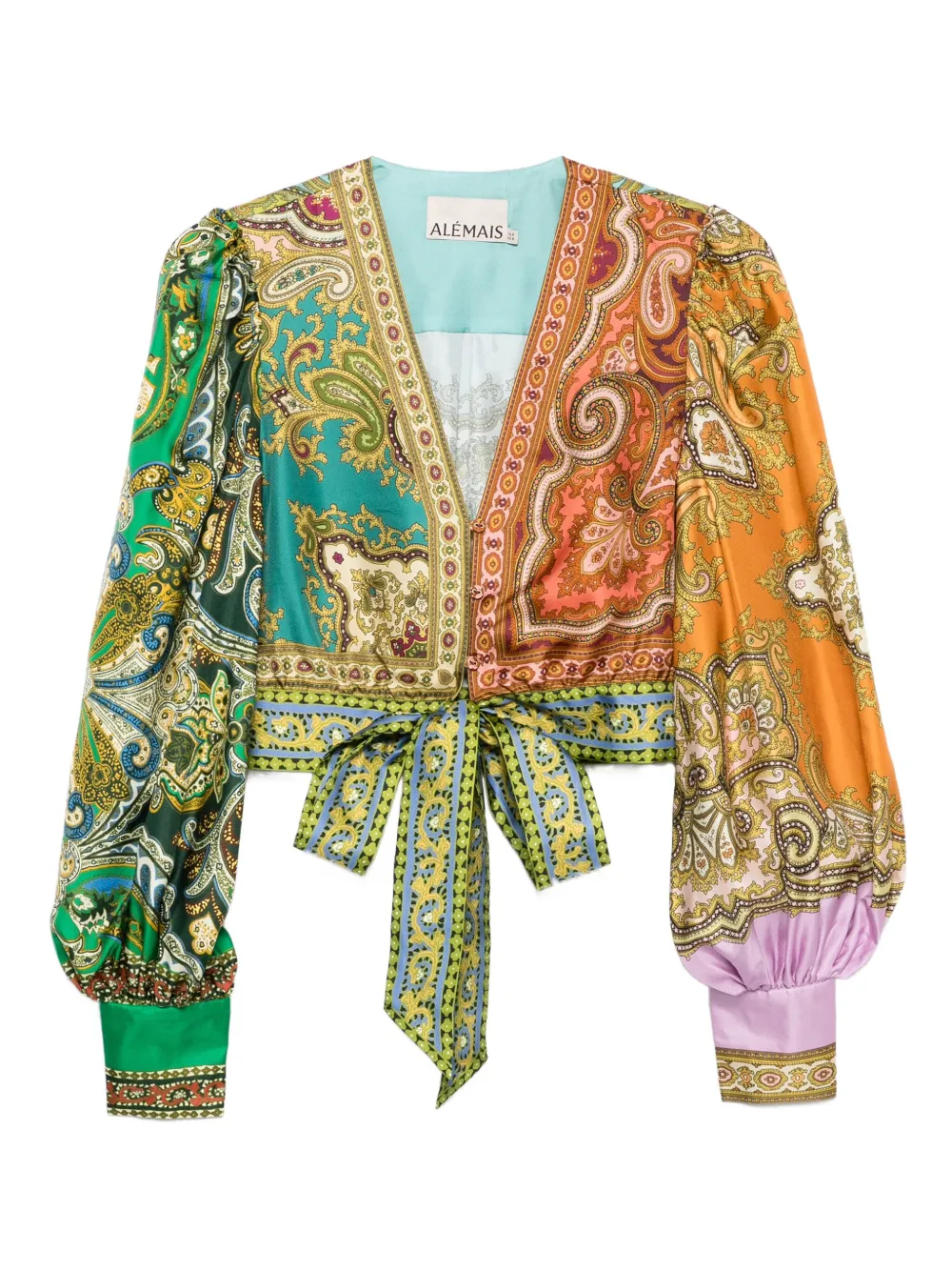 ALEMAIS paisley-print tie-front top | Green | Image 1