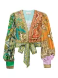 ALEMAIS paisley-print tie-front top - Green