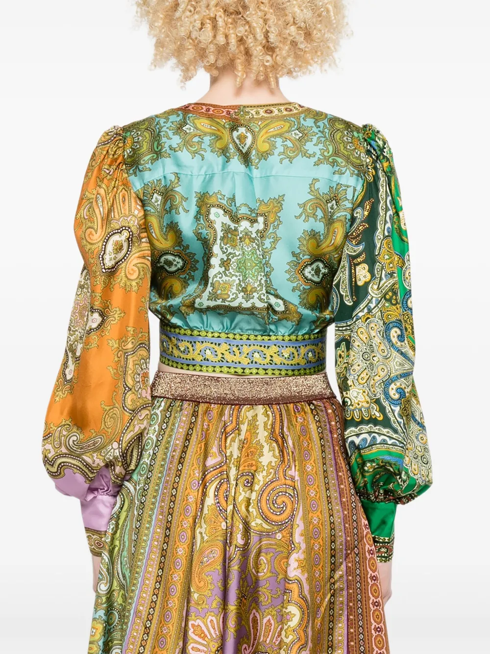 ALEMAIS Top met paisley-print en gestrikte voorkant Groen