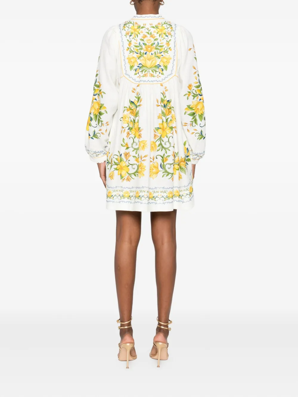 FARM Rio Midi-jurk met geborduurde bloemen Wit