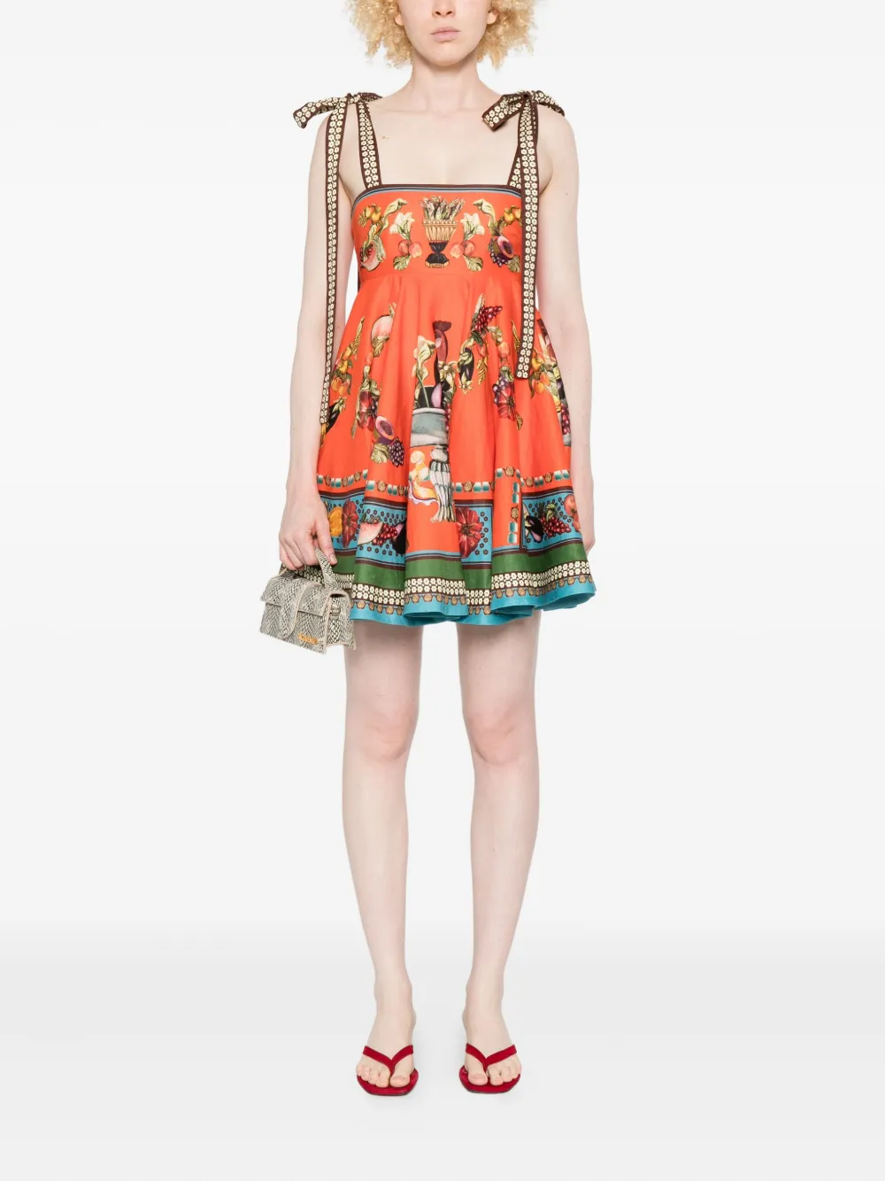 ALEMAIS Rocco fruit-print tie-strap mini dress - Oranje