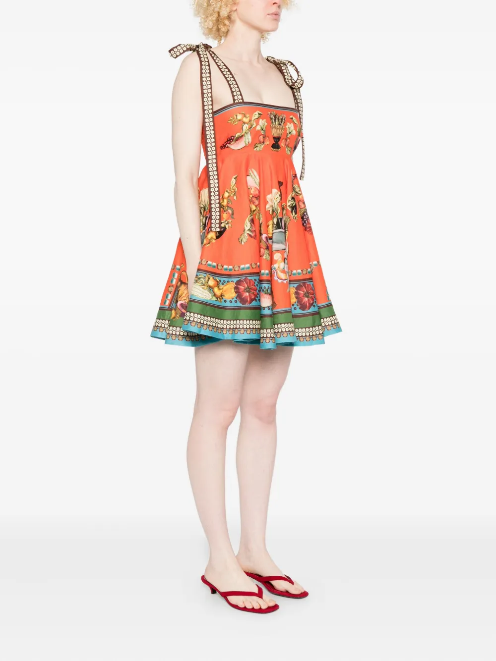 ALEMAIS Rocco mini-jurk met fruitprint en gestrikt bandje Oranje