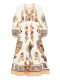 ALEMAIS Mercado fruit-print puff-sleeve midi dress - White