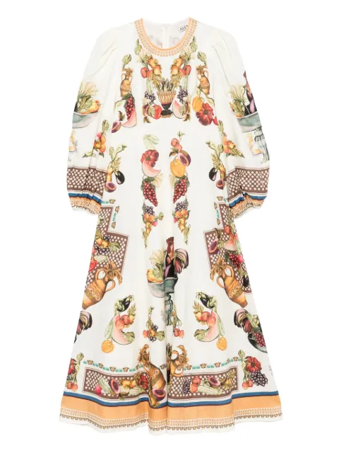 ALEMAIS Mercado fruit-print puff-sleeve midi dress
