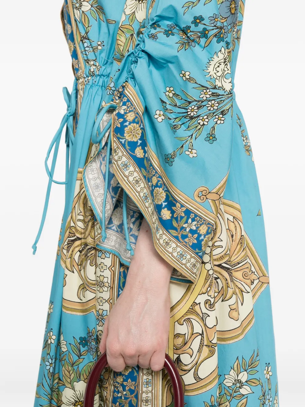 Alemais Cassie Pool Floral-print Drawstring Midi Dress In Blue