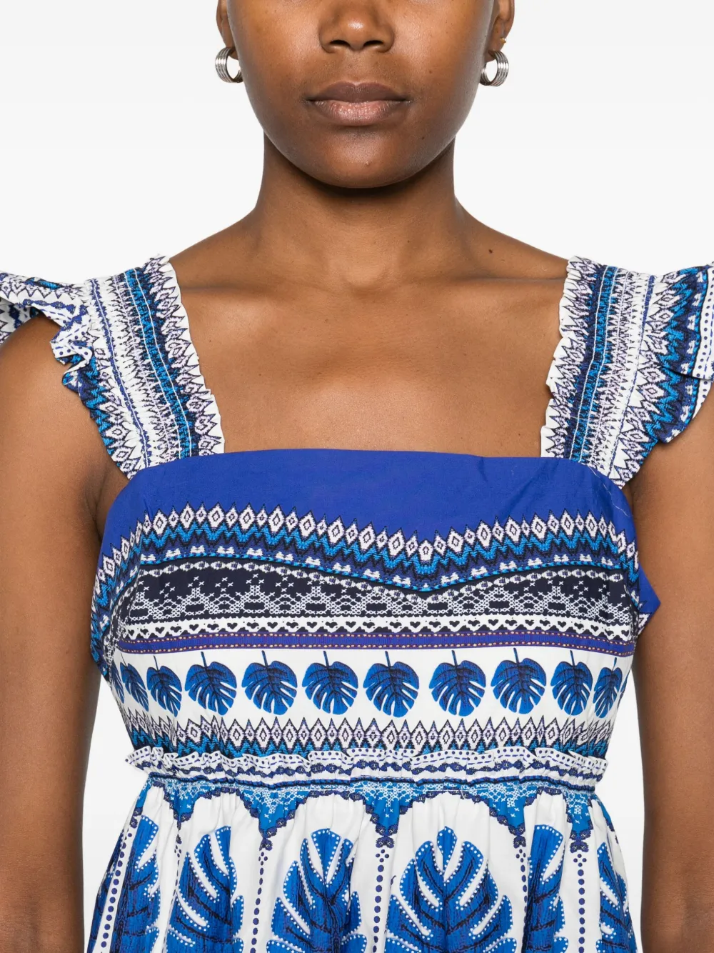 FARM Rio Zuli mini-jurk met bloemenprint en ruches Blauw