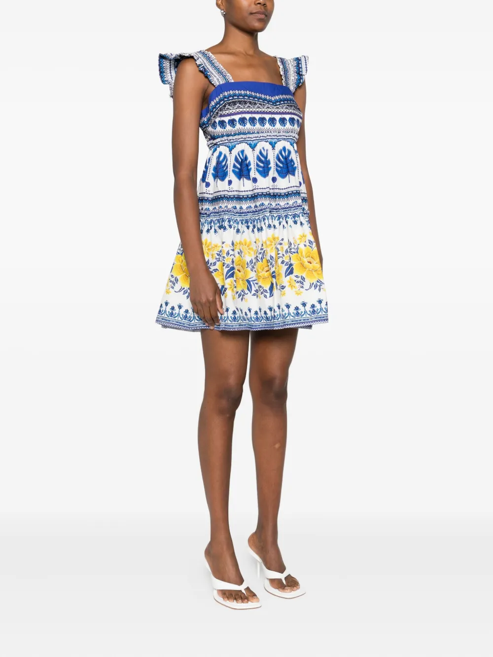 FARM Rio Zuli mini-jurk met bloemenprint en ruches Blauw