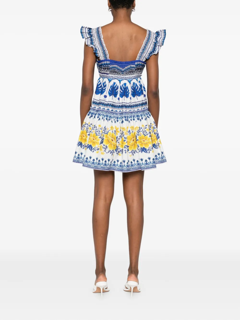 FARM Rio Zuli mini-jurk met bloemenprint en ruches Blauw