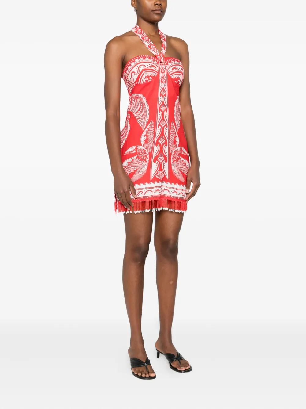 Farm Rio Majestic Coconut Tree Red Mini Dress Majestic Coconut Tree Red In Red