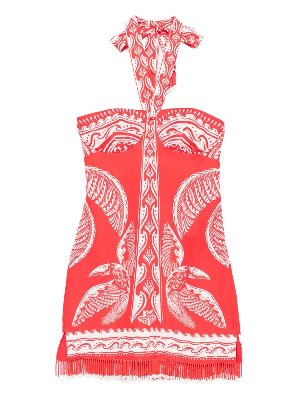 FARM Rio Abito corto Majestic Coconut Tree con scollo all'americana - Rosso