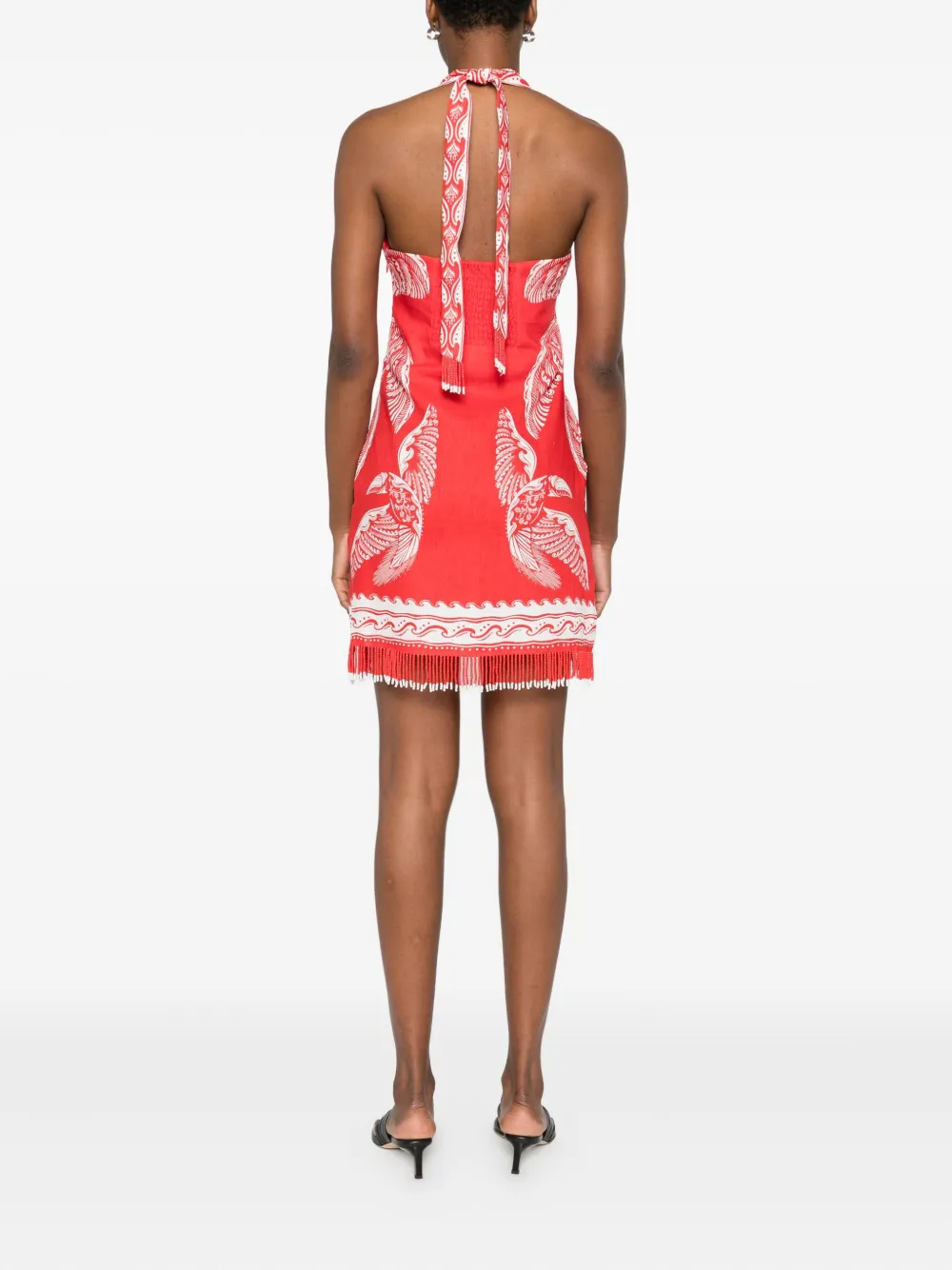 Farm Rio Majestic Coconut Tree Red Mini Dress Majestic Coconut Tree Red In Red
