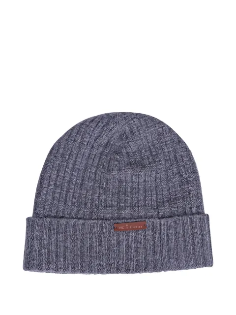 Kiton ribbed label beanie hat