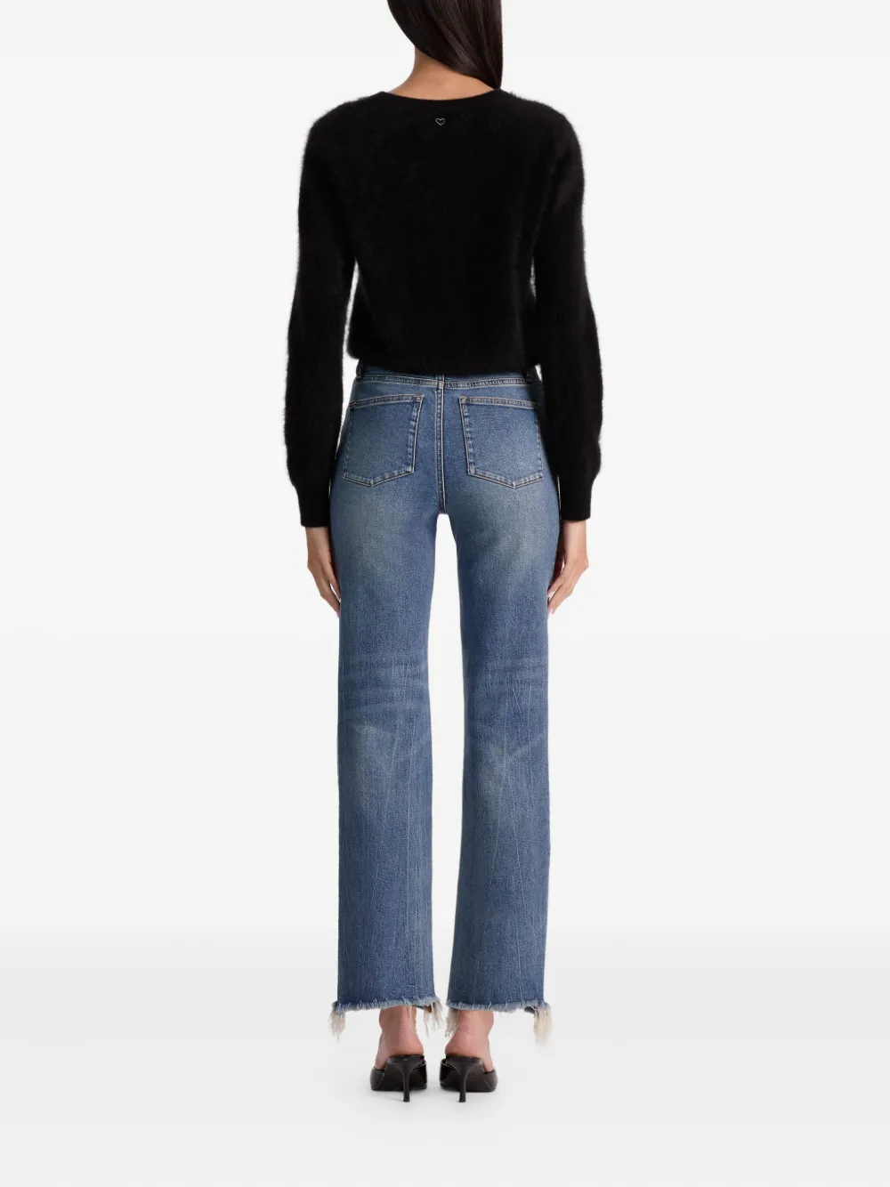alice + olivia Carolee pluizige trui met ronde hals Zwart
