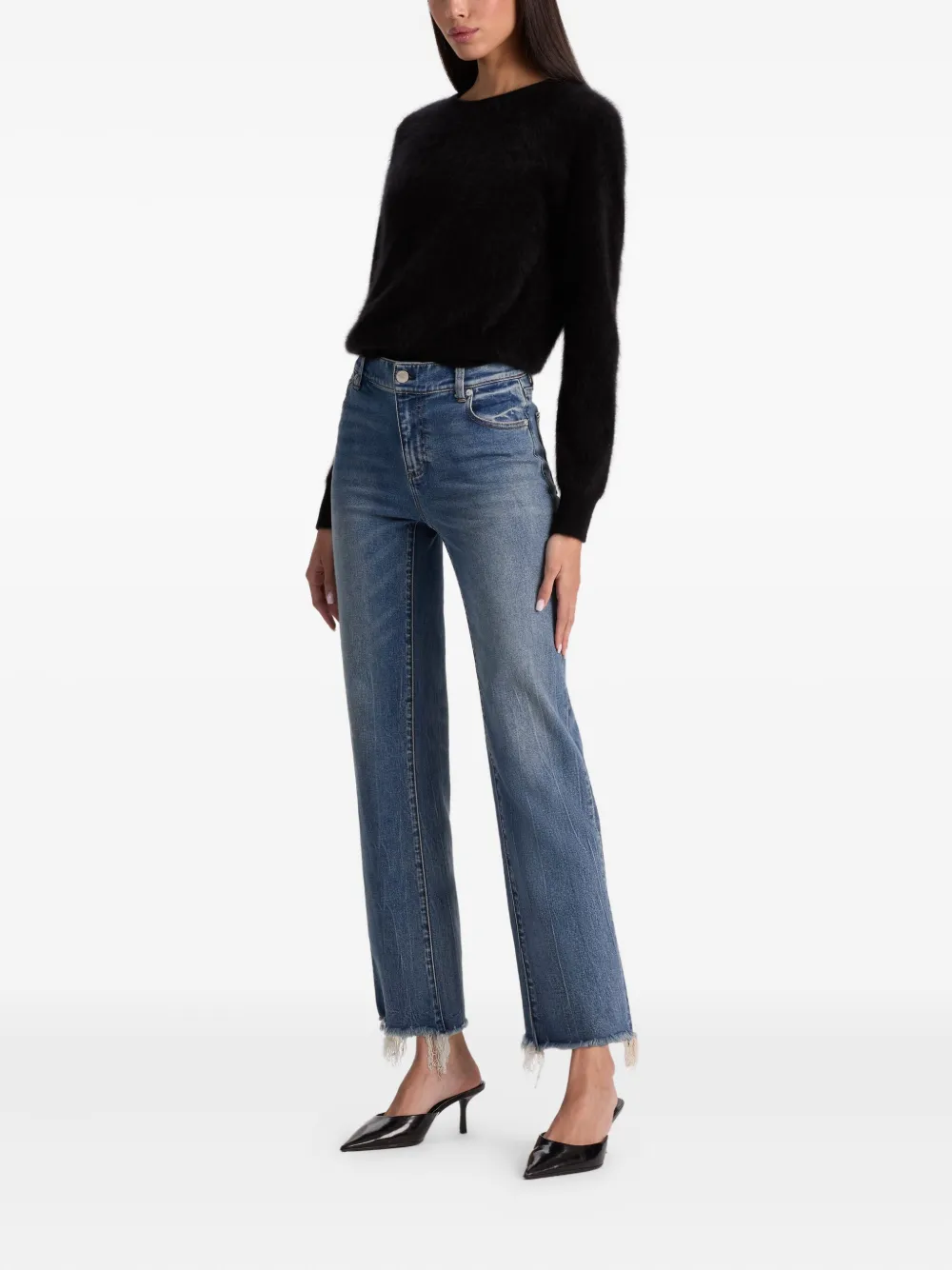 alice + olivia Carolee pluizige trui met ronde hals Zwart