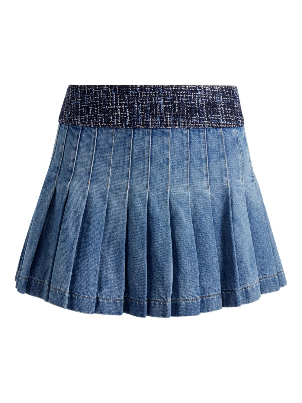 Alice + olivia Denim plooirok met tweed taille Blauw