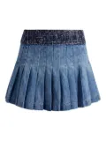 alice + olivia tweed-waist pleated denim skirt - Blue
