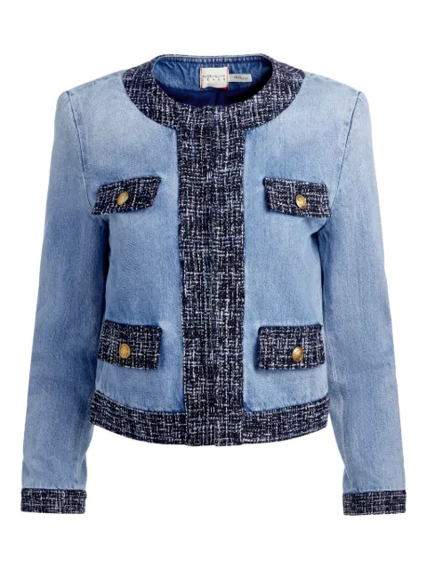 alice + olivia Landon tweed-trimmed denim jacket