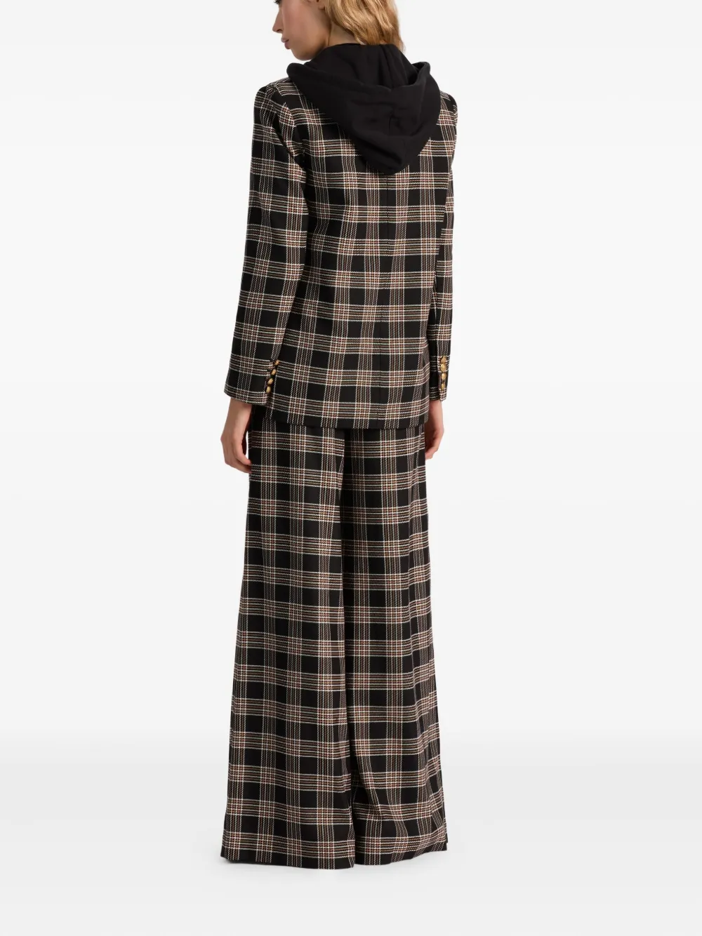 alice + olivia Jordan geruit jack met dubbele rij knopen Zwart