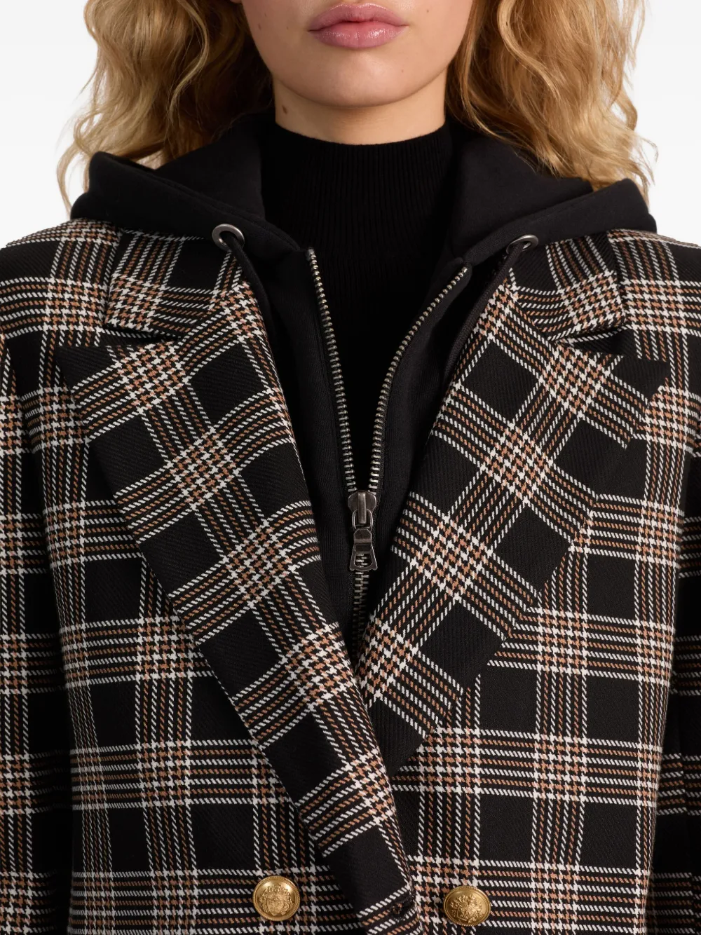 alice + olivia Jordan geruit jack met dubbele rij knopen Zwart