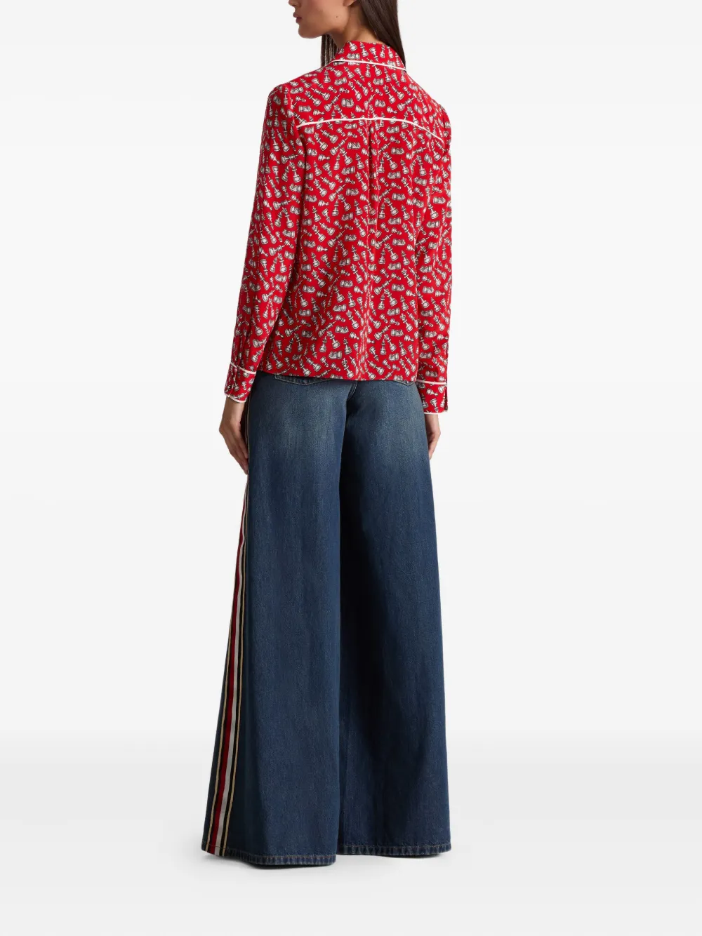 Alice And Olivia Chess-print Piped Shirt In Animal Print