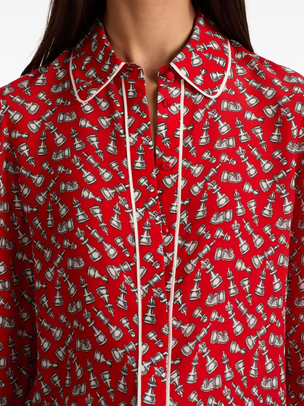 Alice And Olivia Chess-print Piped Shirt In Animal Print